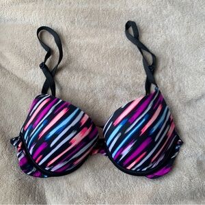 Victoria’s Secret Pink Wear Everywhere Push Up Purple Black Adjustable Bra 32A